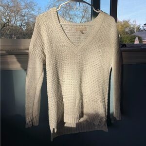 banana republic silver tinsel v-neck sweater